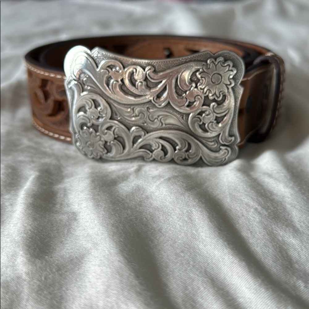 Angel Ranch western belt floral filigree